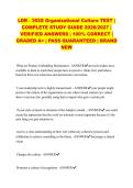 LDR - 302S Organizational Culture TEST &vert; COMPLETE STUDY GUIDE 2026&sol;2027 &vert; VERIFIED ANSWERS &vert; 100&percnt; CORRECT &vert; GRADED A&plus; &vert; PASS QUARANTEED &vert; BRAND NEW&NewLine;