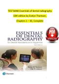 TEST BANK Essentials of dental radiography&NewLine;10th edition by Evelyn Thomson&comma; &NewLine;Chapters 1 &ndash; 30&comma; Complete