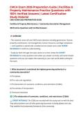 CMCA Exam 2026 Preparation Guide &vert; Facilities & Property Maintenance Practice Questions with 100&percnt; Verified Answers &vert; Latest Certification Study Material