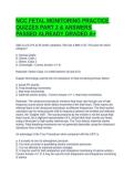 NCC FETAL MONITORING PRACTICE QUIZZES PART 2 & ANSWERS PASSED ALREADY GRADED A&plus;