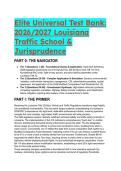 Elite 2026&sol;2027 Louisiana Traffic School Test Bank &vert; 86&plus; Mastery Questions & Jurisprudence Study Guide &lpar;Updated for Act 416 & Act 15&rpar;