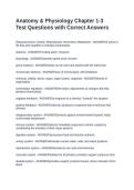 Anatomy & Physiology Chapter 1-3 Test Questions with Correct Answers&NewLine;&NewLine;