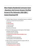 West Virginia Residential Contractor Exam &ndash;Questions And Correct Answers &lpar;Verified &NewLine;Answers&rpar; Plus Rationales 2026 Q&A &vert; &NewLine;Instant Download Pdf 