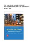 Test bank for ISE Business and Society&colon; Stakeholders&comma; Ethics&comma; Public Policy Paperback &ndash; April 19&comma; 2022 all pages fully covered with questions and answeres graded A&plus;