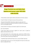 Oregon Pesticide Laws and Safety Exam Questions and Answers Latest 2025&sol;2026 &lpar;100&percnt; SOLVED&rpar;