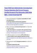 Texas Child-Care Administrator Licensing Exam &NewLine;Practice Questions And Correct Answers &NewLine;&lpar;Verified Answers&rpar; Plus Rationales 2025&sol;2026 &NewLine;Q&A &vert; Instant Download Pdf