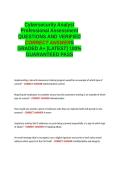 Cybersecurity Analyst Professional EXAM QUESTIONS AND VERIFIED CORRECT ANSWERS GRADED A&plus; -LATEST - 100- GUARANTEED PASS&period;docx&NewLine;&NewLine;