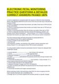 ELECTRONIC FETAL MONITORING PRACTICE QUESTIONS & DETAILED CORRECT ANSWERS PASSED 100&percnt;