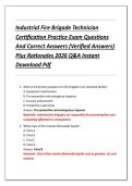 Industrial Fire Brigade Technician &NewLine;Certification Practice Exam Questions &NewLine;And Correct Answers &lpar;Verified Answers&rpar; &NewLine;Plus Rationales 2026 Q&A Instant &NewLine;Download Pdf 
