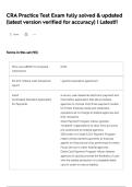CRA Practice Test Exam fully solved & updated &lpar;latest version verified for accuracy&rpar; &vert; Latest&excl;&excl;