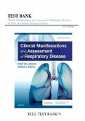 Test bank for Clinical Manifestations & Assessment of Respiratory Disease E-Book 8th Edition&comma; Kindle Edition all pages fully covered with test questions and answers graded A&plus;