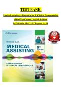 TEST BANK &NewLine;Medical Assisting Administrative & Clinical Competencies &NewLine;&lpar;MindTap Course List&rpar; 9th Edition &NewLine;by Michelle Blesi&comma; All Chapters 1 - 58