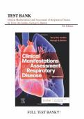 Test bank for Test bank forClinical Manifestations & Assessment of Respiratory Disease - E-Book 9th Edition&comma; Kindle Edition all pages fully covered with test questions and answers graded A&plus; 