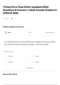 Virtual Drive Final EXAM &lpar;updated 2026&rpar; Questions & Answers &vert; Latest Already Graded A&plus; UPDATE 2026