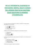 NR 547 DIFFERENTIAL DIAGNOSIS IN PSYCHIATRIC-MENTAL HEALTH ACROSS THE LIFESPAN PRACTICUM &vert;MIDTERM EXAM QUESTIONS & ANSWERS &lpar;CHAMBERLAIN&rpar;