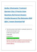 Qu&eacute;bec Wastewater Treatment &NewLine;Operator Class 3 Practice Exam &NewLine;Questions And Correct Answers &NewLine;&lpar;Verified Answers&rpar; Plus Rationales 2026 &NewLine;Q&A &vert; Instant Download Pdf 