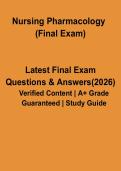 Nursing Pharmacology &lpar;Final Exam&rpar; PDF &vert; Study Guide&comma; Practice Questions & Answers