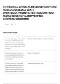 ATI MEDICAL SURGICAL NEUROSENSORY AND MUSCULOSKELETAL EXAM&vert; UPDATE&vert;COMPREHENSIVE FREQUENT MOST-TESTED QUESTIONS AND VERIFIED ANSWERS&sol;SOLUTIONS