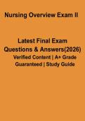 Nursing Overview Exam II PDF &vert; Study Guide&comma; Practice Questions & Answers