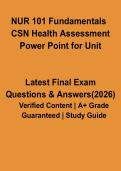 NUR 101 Fundamentals &ndash; CSN Health Assessment Unit Exam 1 PDF &vert; Study Guide & PowerPoint Notes