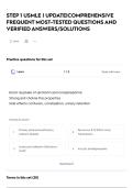 STEP 1 USMLE &vert; UPDATE&vert;COMPREHENSIVE FREQUENT MOST-TESTED QUESTIONS AND VERIFIED ANSWERS&sol;SOLUTIONS
