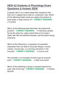 HESI A2 Anatomy & Physiology Exam Questions & Answer 2024&excl;&period;docx&NewLine;&NewLine;