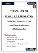 NUR 378 Pharmacology Exams 1&ndash;3 & Final &ndash; Verified Questions & Rationales