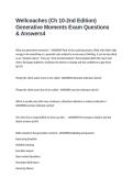 Wellcoaches &lpar;Ch 10-2nd Edition&rpar; Generative Moments Exam Questions & Answers