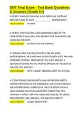 EMT Final Exam - Test Bank Questions & Answers &lpar;Grade A&plus;&rpar;&period;docx&NewLine;&NewLine;