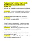 Platinum OB Pediatrics Study Guide EMT Exam Questions & Answers &lpar;Grade A&plus;&rpar;&period;docx&NewLine;&NewLine;