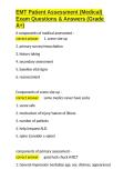 EMT Patient Assessment &lpar;Medical&rpar; Exam Questions & Answers &lpar;Grade A&plus;&rpar;&period;docx&NewLine;&NewLine;