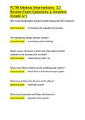 PLTW Medical Interventions- 3&period;3 Review Exam Questions & Answers &lpar;Grade A&plus;&rpar;&period;docx&NewLine;&NewLine;
