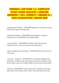 CRIMINAL LAW EXAM 1&comma;2 &vert; COMPLETE STUDY GUIDE 2026&sol;2027 &vert; VERIFIED ANSWERS &vert; 100&percnt; CORRECT &vert; GRADED A&plus; &vert; PASS QUARANTEED &vert; BRAND NEW&NewLine;&NewLine;