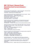 BIO 132 Exam 2 Newest Exam Questions And Correct Answers &vert; Passed