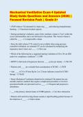 Mechanical Ventilation Exam 4 Updated&NewLine;Study Guide Questions and Answers &lpar;2026&rpar; &vert;&NewLine;Focused Revision Pack &vert; Grade A&plus;