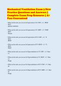 Mechanical Ventilation Exam 3 New&NewLine;Practice Questions and Answers &vert;&NewLine;Complete Exam Prep Resource &vert; A&plus;&NewLine;Pass Guaranteed