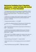 Mechanical Ventilation Exam 3 Questions&NewLine;and Answers &vert; Latest Test Bank with Verified&NewLine;Solutions &vert; A&plus; Pass Guaranteed