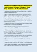 Mechanical Ventilation Exam 2 New Practice&NewLine;Questions and Answers &vert; Complete Exam&NewLine;Prep Resource &vert; A&plus; Pass Guaranteed