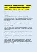 Mechanical Ventilation Exam 1 Updated&NewLine;Study Guide Questions and Answers &vert;&NewLine;Focused Revision Pack &vert; A&plus; Verified