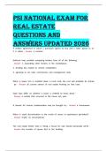 PSI National Exam for Real Estate Questions and Answers Updated 2026