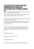 ACLS PRACTICE QUESTIONS AND ANSWERS WITH COMPLETE SOLUTIONS 100&percnt; CORRECT RATED A&plus;