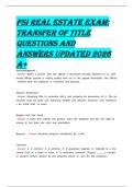 PSI Real Estate Exam&colon; Transfer of Title Questions and Answers Updated 2026 A&plus;