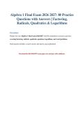 Algebra 1 Final Exam 2026 2027 Practice Test&NewLine;
