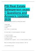 PSI Real Estate Salesperson exam 1 Questions and Answers Updated 2026
