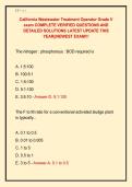 California Wastewater Treatment Operator Grade V &NewLine;exam COMPLETE VERIFIED QUESTIONS AND &NewLine;DETAILED SOLUTIONS LATEST UPDATE THIS &NewLine;YEAR&vert;&vert;NEWEST EXAM&excl;&excl;&excl; 