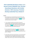 Hesi Leadership Exit Exam version 1 & 2 &NewLine;Newest Version 2026&sol;2027 Over 100 Real &NewLine;Exam-Based Questions with Verified &NewLine;Answers &vert; 100&percnt; Accuracy &vert; Practical &NewLine;Nursing Leadership Prep &vert; Graded A&plus; 