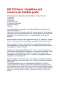 BIO 132 Exam 1 Questions and Answers &lpar;A&plus; Solution guide&rpar;
