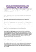 Erosion and Sediment Control Test 1 &ndash; Revised Questions and Correct Answers &ndash; Practice Exam Material