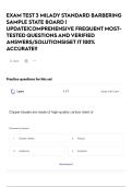 EXAM TEST 3 MILADY STANDARD BARBERING SAMPLE STATE BOARD &vert; UPDATE&vert;COMPREHENSIVE FREQUENT MOST-TESTED QUESTIONS AND VERIFIED ANSWERS&sol;SOLUTIONS&vert;GET IT 100&percnt; ACCURATE&excl;&excl;