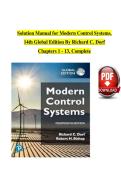 Solution Manual for Modern Control Systems&comma;&NewLine;14th Global Edition By Richard C&period; Dorf&NewLine;Chapters 1 - 13&comma; Complete